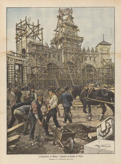 The Milan Exhibition, the Main Entrance to the Park by Achille Beltrame
