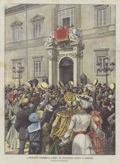 Emperor Wilhelm II in Rome, The Cheers in Front of the Quirinal by Achille Beltrame