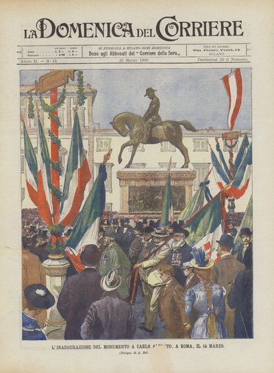 The Inauguration of the Monument to Carlo Alberto, in Rome, on March 14th by Achille Beltrame
