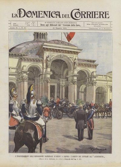 The Inauguration of the National Hygiene Exhibition in Naples, The Arrival of the Sovereigns at the Auditorium by Achille Beltrame
