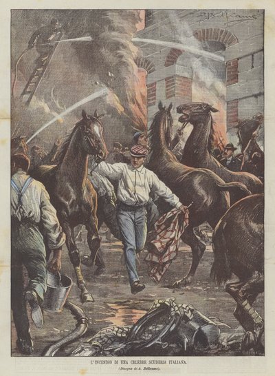 The Fire of a Famous Italian Stable by Achille Beltrame