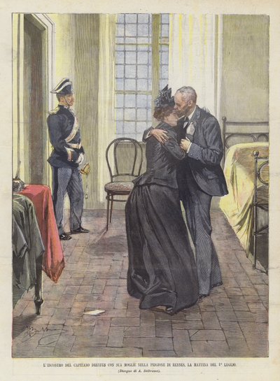 The Meeting of Captain Dreyfus with His Wife in the Rennes Prison, on the Morning of July 1 by Achille Beltrame
