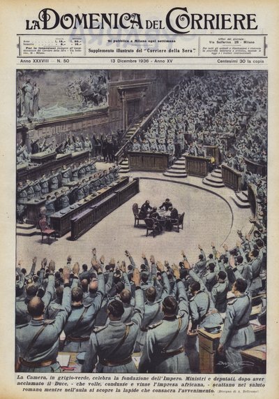 The Room, in gray-green, celebrates the foundation of the Empire by Achille Beltrame