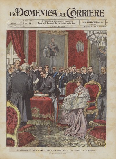 The Birth Ceremony of Princess Mafalda at the Quirinale on November 23 by Achille Beltrame