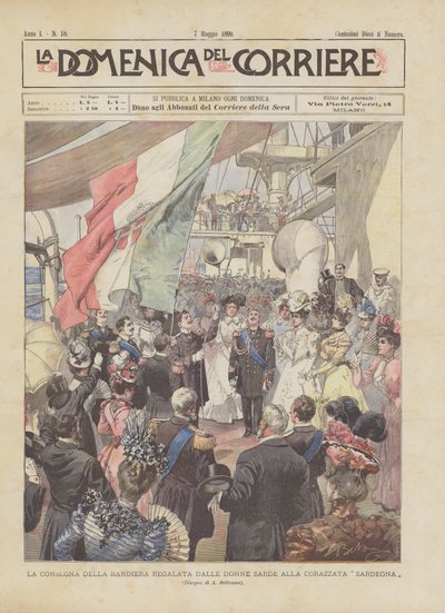 The Presentation of the Flag Gifted by Sardinian Women to the Battleship Sardegna by Achille Beltrame
