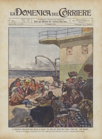 The Unfortunate Emigration of Italians to Canada, A Scene of Their Painful Journey Aboard the Lake Megantic by Achille Beltrame
