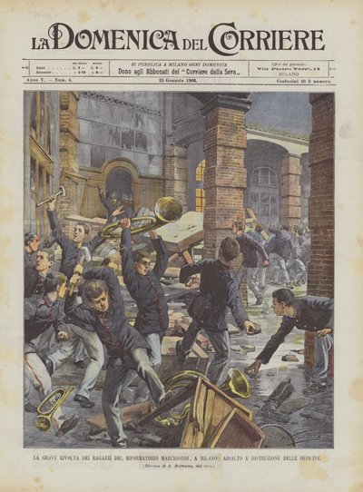 The Serious Revolt of the Boys of the Marchiondi Reformatory in Milan, Assault and Destruction of the Workshops by Achille Beltrame