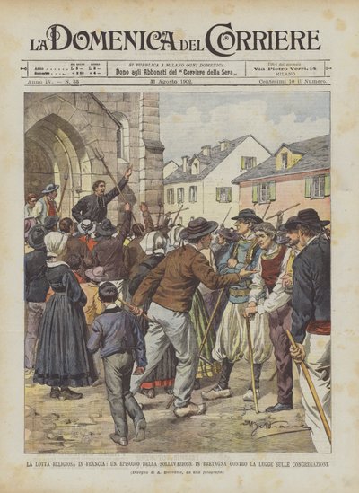The Religious Struggle in France, An Episode of the Uprising in Brittany Against the Law on Congregations by Achille Beltrame