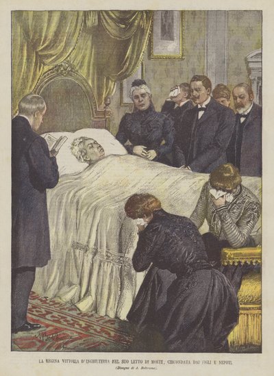Queen Victoria of England on Her Deathbed, Surrounded by Her Children and Grandchildren by Achille Beltrame