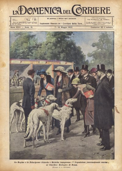 The Queen and Princesses Jolanda and Mafalda Inaugurate the International Dog Show by Achille Beltrame