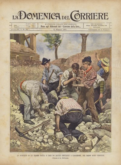 The Discovery of a Treasure by Some Peasants in Casaleone, in the Lower Veronese Countryside by Achille Beltrame