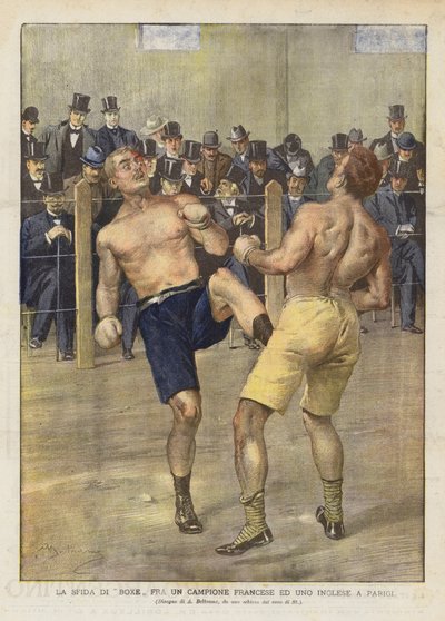 The Boxing Challenge Between a French Champion and an English Champion in Paris by Achille Beltrame