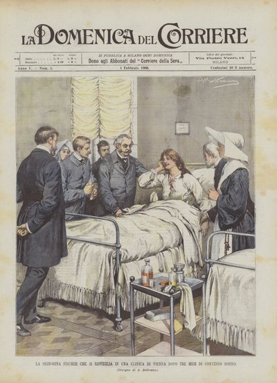 Miss Fischer Awakens in a Vienna Clinic After Three Months of Continuous Sleep by Achille Beltrame