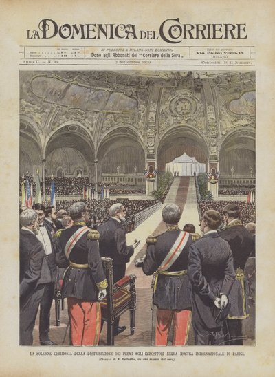 The Solemn Ceremony of Awarding Prizes to Exhibitors at the Paris International Exhibition by Achille Beltrame