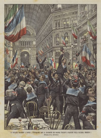 The French Fleet in Naples, the Enthusiasm After the Banquet of Italian and French Sailors in by Achille Beltrame