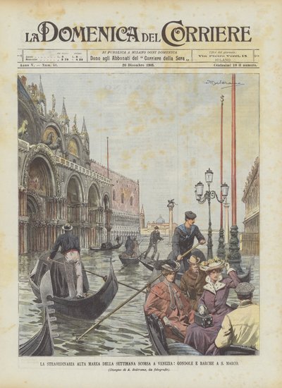 The Extraordinary High Tide of Last Week in Venice, Gondolas and Boats at St. Mark