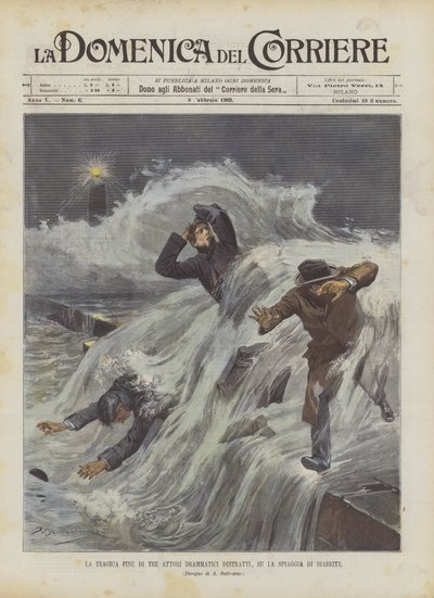 The Tragic End of Three Distracted Dramatic Actors on the Beach of Biarritz by Achille Beltrame