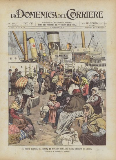 The Sad Departure from Genoa of Peasants from Northern Italy Emigrating to America by Achille Beltrame