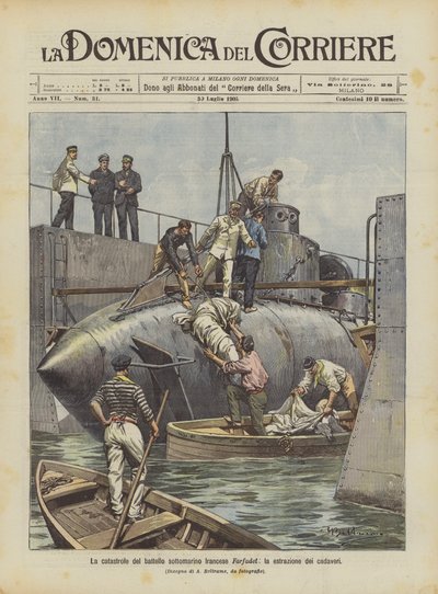 The Catastrophe of the French Submarine Farfadet, the Extraction of the Corpses by Achille Beltrame