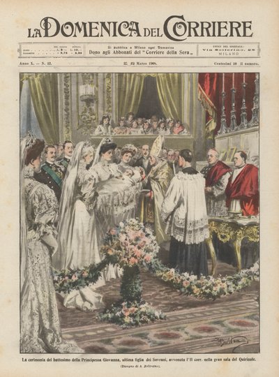 The Baptism Ceremony of Princess Giovanna, Last Daughter of the Sovereigns by Achille Beltrame