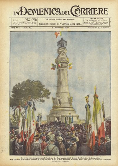 The Inaugural Ceremony on the Janiculum of the Monumental Lighthouse Donated by Italians from Argentina by Achille Beltrame