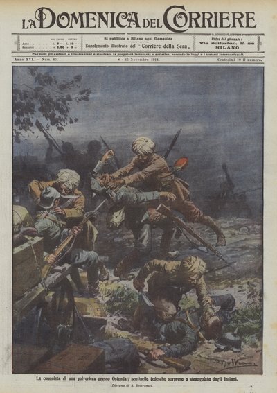 The Conquest of a Polyery Near Osfenda, German Sentries Surprised and Strangled by Indians by Achille Beltrame