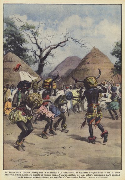 The Dance in Portuguese Guinea by Achille Beltrame