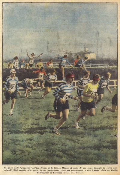 The Gazelle Race at the S. Siro Hippodrome, in Milan by Achille Beltrame