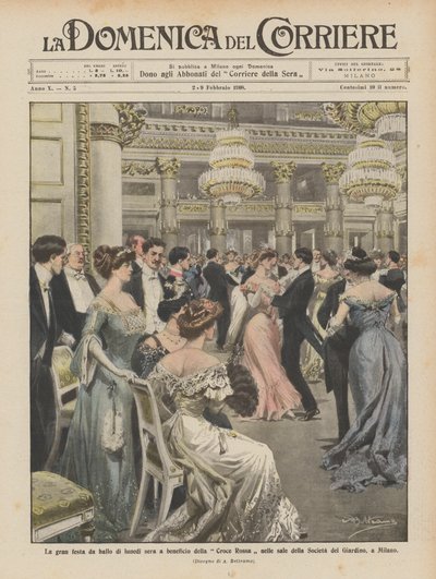The Grand Ball on Monday Evening for the Benefit of the Red Cross in the Halls of the Societa del Giardino in Milan by Achille Beltrame