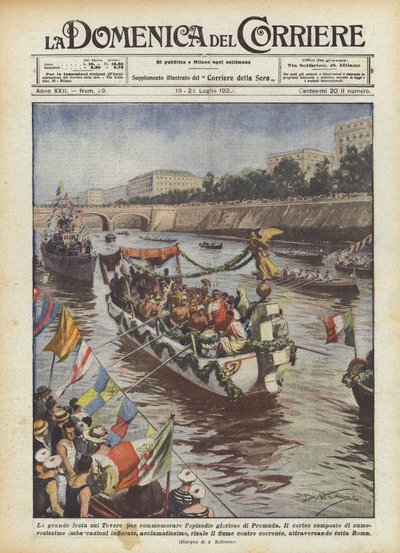 The Great Celebration on the Tiber to Commemorate the Glorious Episode of Premuda by Achille Beltrame
