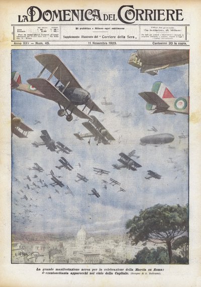 The Great Aerial Demonstration for the Celebration of the March on Rome, Two Hundred and Seventy by Achille Beltrame