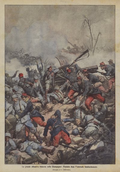 The Great French Offensive in Champagne, the Assault After the Winter Bombardment by Achille Beltrame