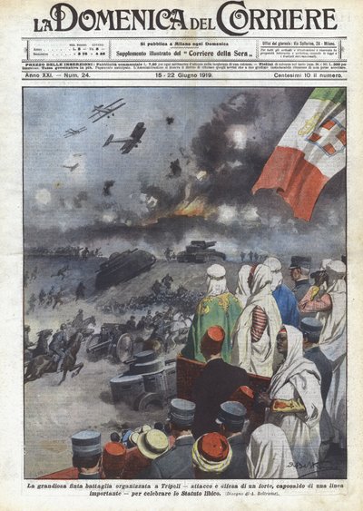 The Grand Fake Battle Organized in Tripoli, Attack and Defense of a Fort by Achille Beltrame