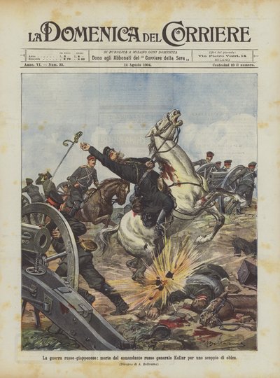 The Russo-Japanese War, Death of Russian Commander General Keller Due to an Obus Explosion by Achille Beltrame