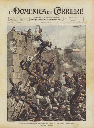 The Russo-Japanese War, an Episode of the Siege of Port Arthur, Under the Walls by Achille Beltrame
