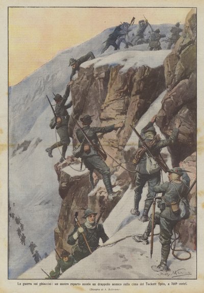 The War on the Glaciers, One of Our Units Attacks an Enemy Detachment on the Summit of Tuckett Spitz, at 3469 Meters by Achille Beltrame