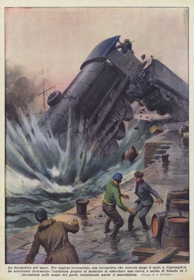 The Locomotive in the Sea by Achille Beltrame