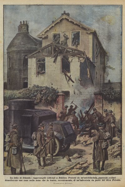 The Struggle in Ireland, Official Reprisals in Dublin by Achille Beltrame