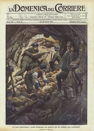 The Underground Struggle, Our Men Complete a Tunnel to Detonate a Countermine by Achille Beltrame