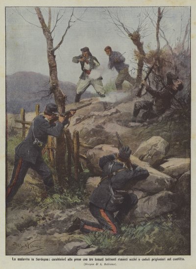 Crime in Sardinia, carabinieri dealing with three feared fugitives who were killed or captured by Achille Beltrame
