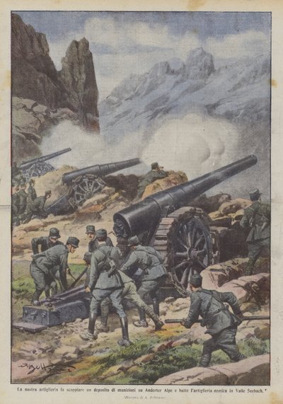 Our Artillery Blows Up an Ammunition Depot on Anderter Alpe and Beats the Artillery by Achille Beltrame