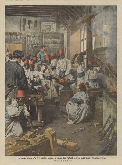 The New School of Arts and Crafts Opened in Cheren for Indigenous Boys of Our Eritrean Colony by Achille Beltrame