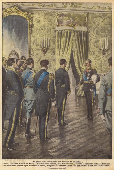The First of the Reparations for the Massacre of Giannina by Achille Beltrame