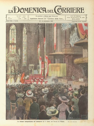 The Solemn Inauguration of the Centenary of St. Charles in the Cathedral of Milan by Achille Beltrame