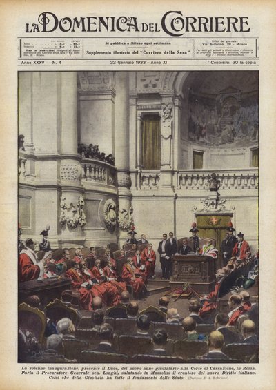 The Solemn Inauguration, Attended by the Duce, of the New Judicial Year at the Court of Cassation in Rome by Achille Beltrame