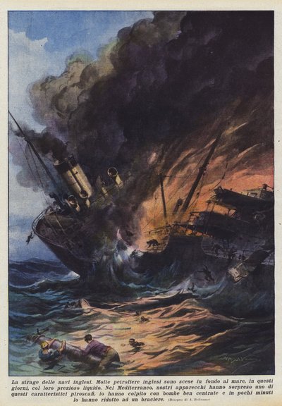 The Massacre of British Ships by Achille Beltrame
