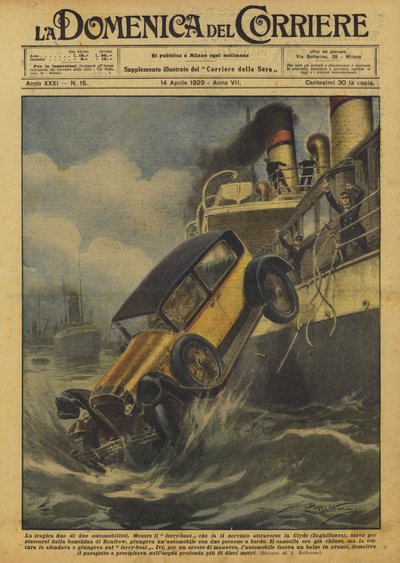 The tragic end of two motorists by Achille Beltrame