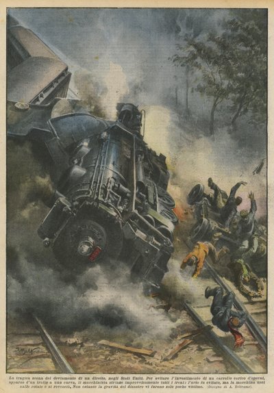 The Tragic Scene of a Train Derailment in the United States by Achille Beltrame