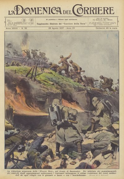 The victorious advance of the Black Arrows on the Santander front by Achille Beltrame