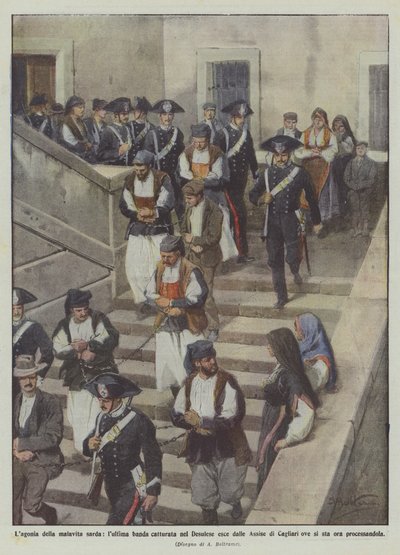The agony of Sardinian crime, the last gang captured in Desulo leaves the Assizes of Cagliari by Achille Beltrame